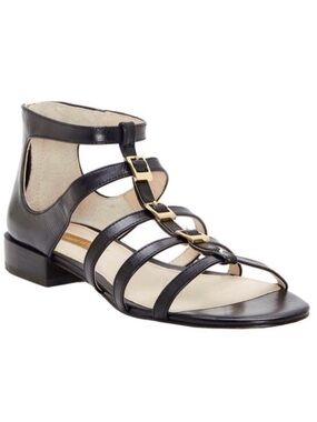Louise Et Cie Lo-Arely Gladiator Sandals Black Buckled Leather Strappy Zip Sz 5